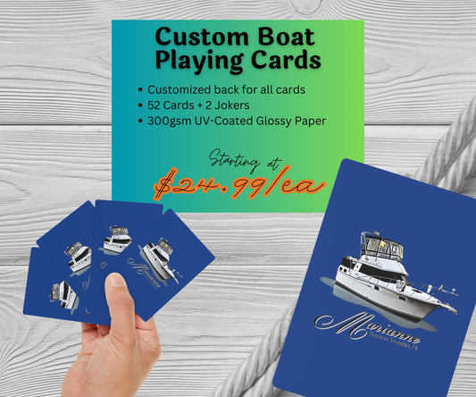 Custom Boat Image Poker Cards - Your boat picture turned into a digital image and printed on playing cards!